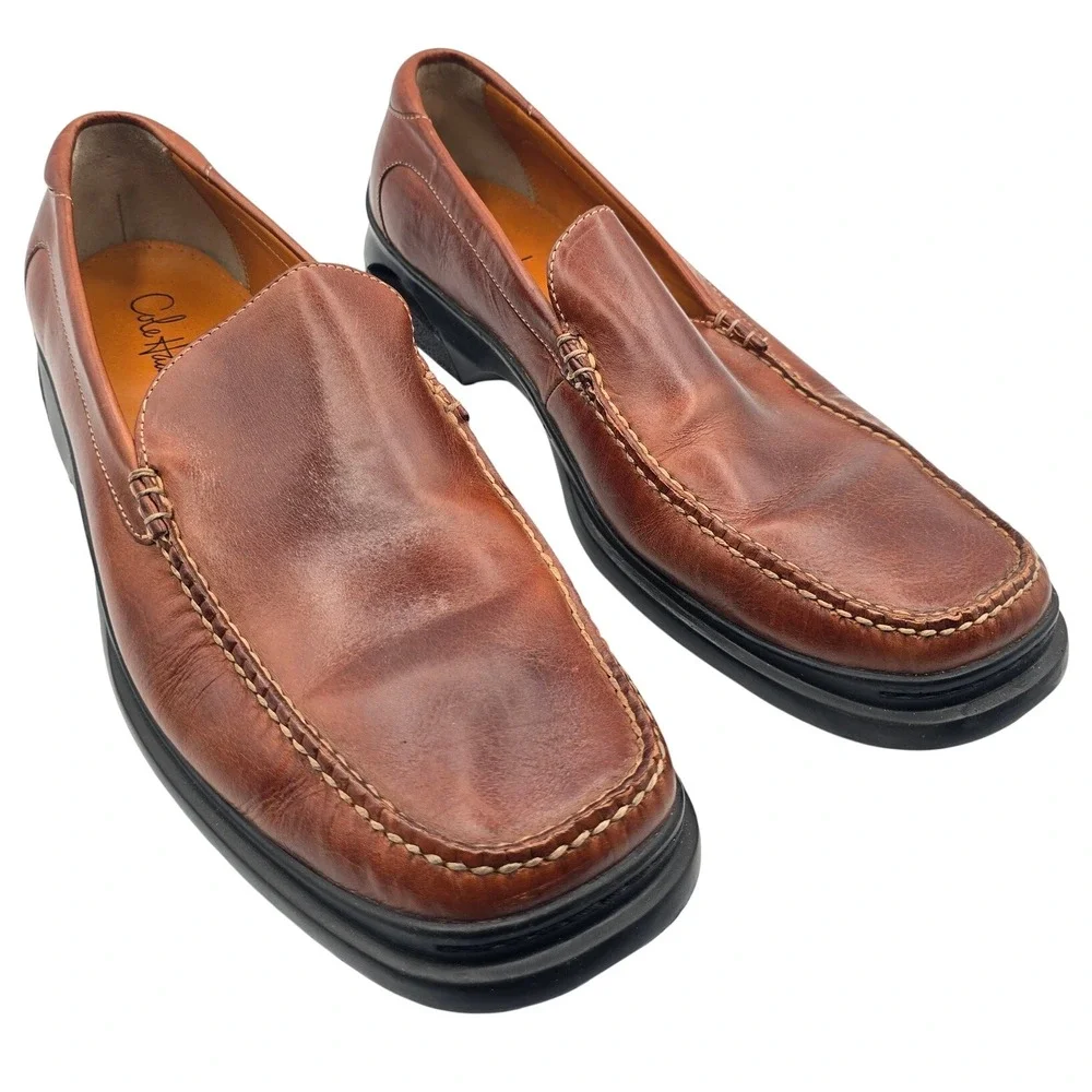 Cole Haan Mens 15 M Brown Leather Nike Air Moc Toe Slip On Loafers Santa Barbara